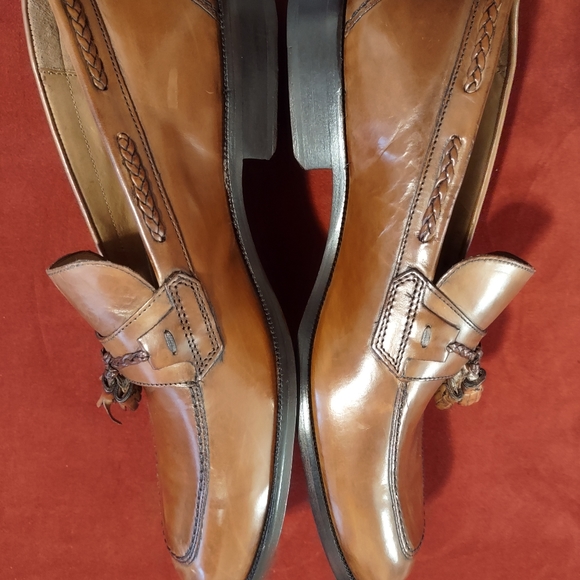 Johnston & Murphy Brown 15-7066 Slip On Leather Tassle Loafers Men’s 9.5 W - Picture 3 of 11